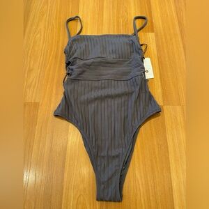 Gray one piece bathing suit